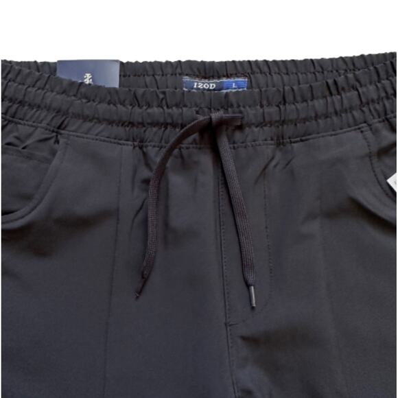 IZOD Mens Active Pants Black Advantage Performance Slim Tapered Fit Large NEW - Picture 10 of 12